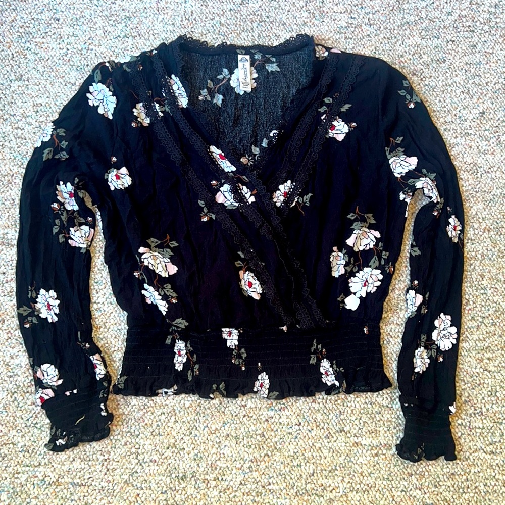 American Rag Black Floral Top